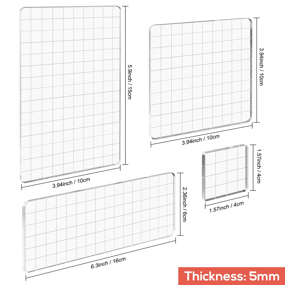 5 Pieces Acrylic Stamp Block 5mm Clear Stamping Tools Set