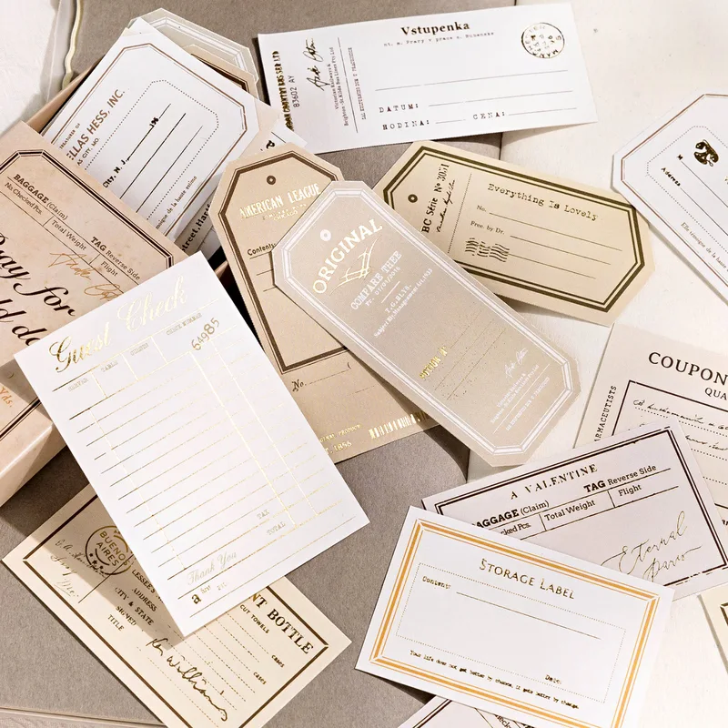 20pcs Retro Gold Stamped Sticky Notes Stickers
