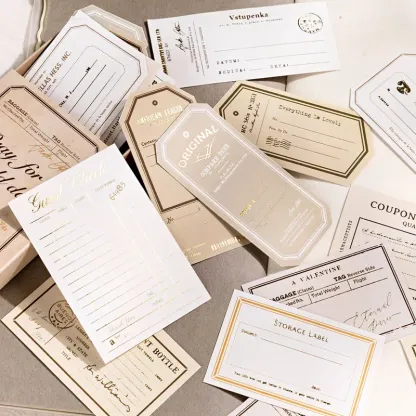 20pcs Retro Gold Stamped Sticky Notes Stickers