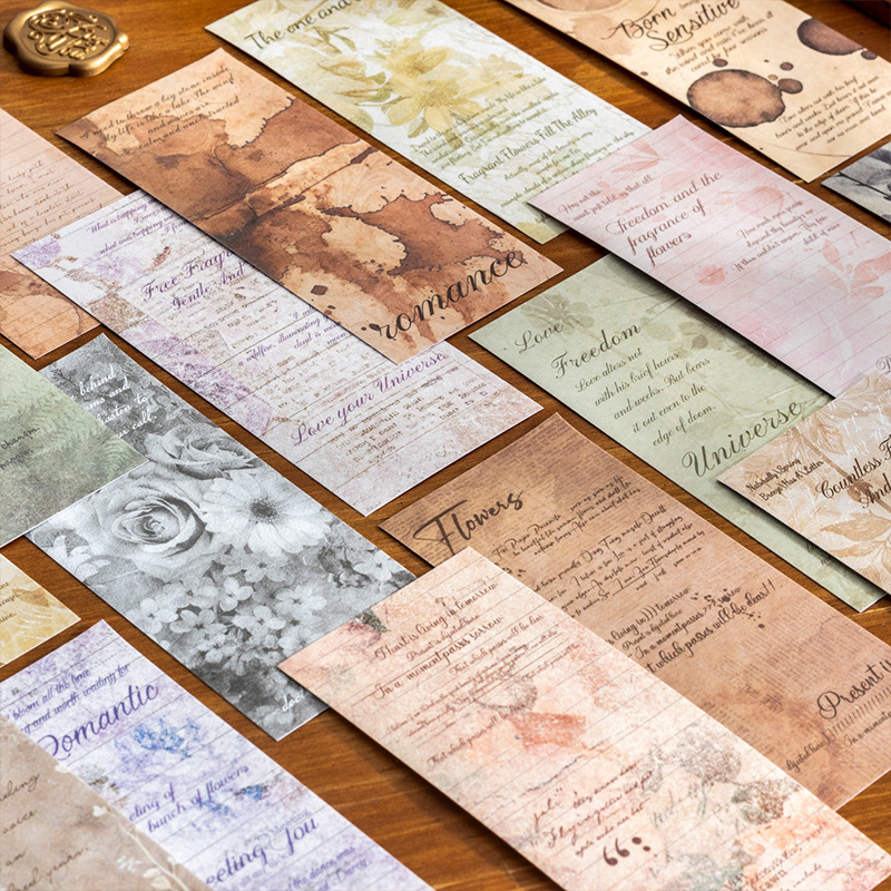 20Pcs Double Material Retro Fragment Phrases Poetry Sticker Book