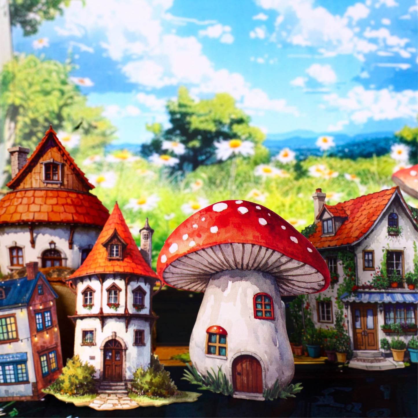 10Pcs/Pack Fairy Tale House Theme Hard Card Sticker