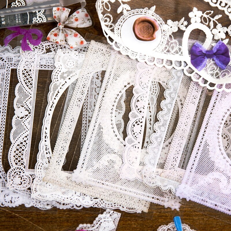 40pcs/pack White Lace Frame Decorative Material Papers-JournalTale