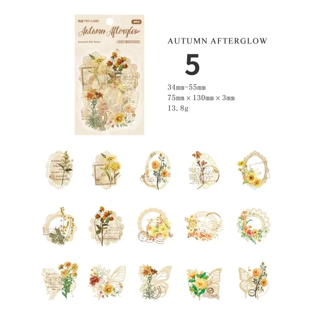 30pcs/pack Vintage Lace Floral White Ink Stickers Bag