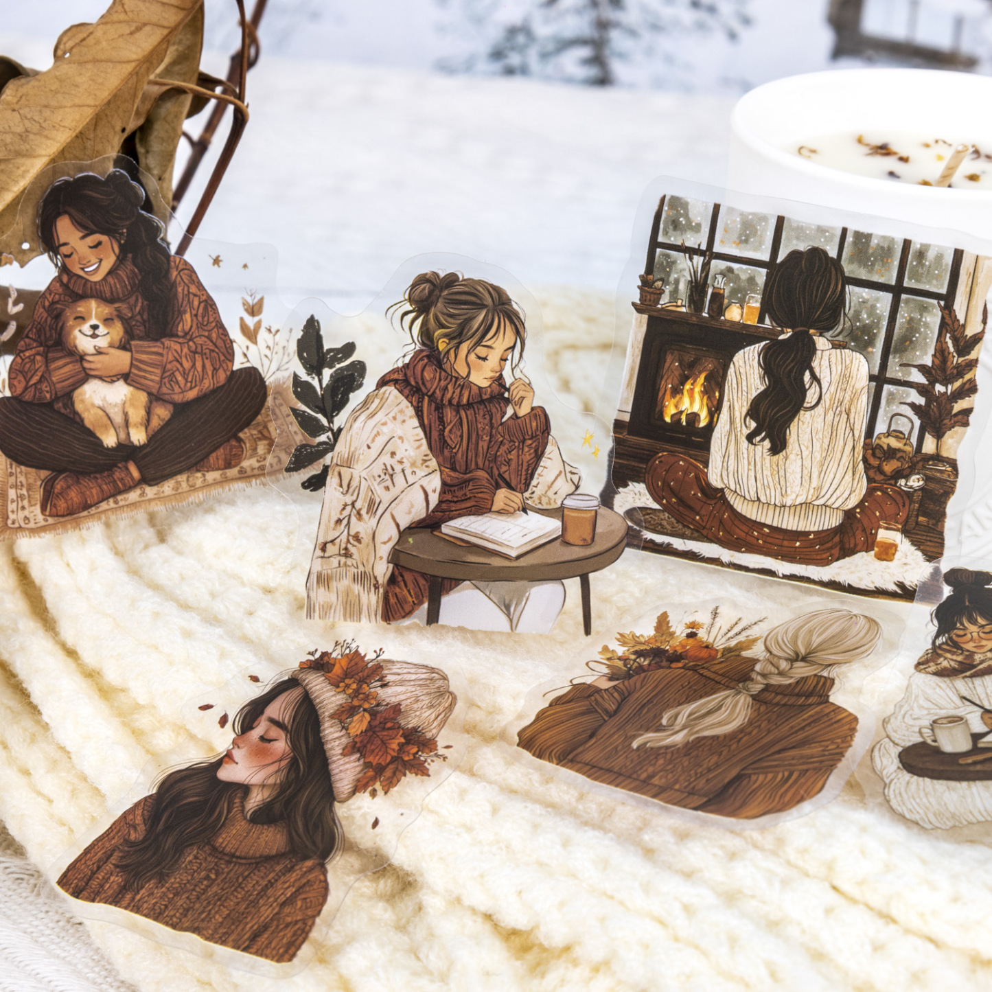 30 Pcs/Pack Christmas Winter Outfit Girls PET Stickers Decoration Journaling Collage