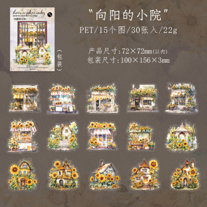 30pcs/Pack Sunflower Girl Pastoral Theme PET Sticker