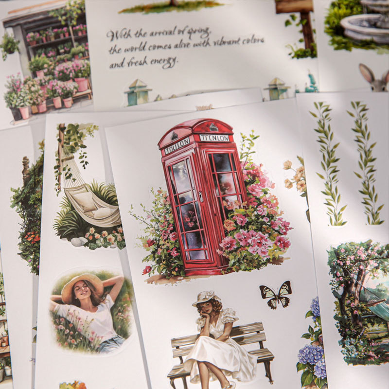 20Sheet/Book Pre-cut Vintage Spring Knight Theme PET Sticker Book