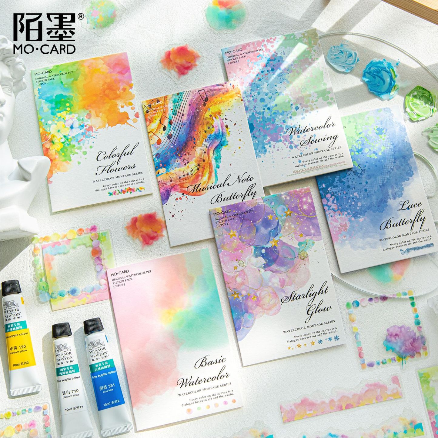 20Pcs/Pack Watercolor Frame Theme PET Stickers