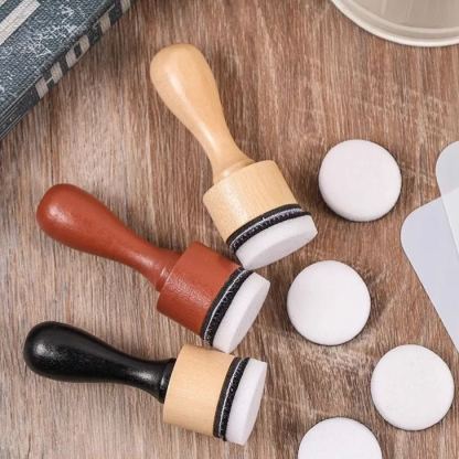 Wooden Handle Coloring Sponge, Ink Blending Tool with Replaceable Sponge