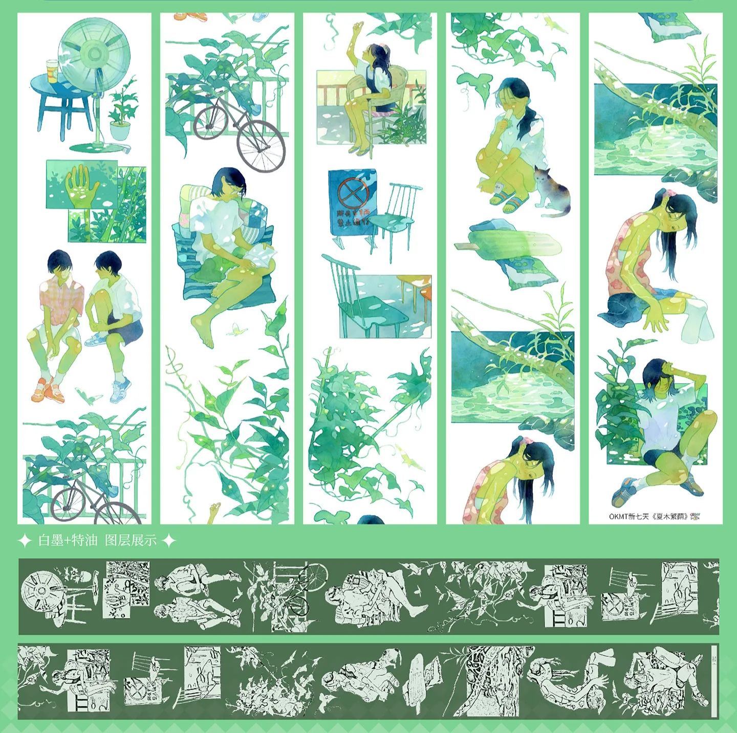 OKMT Floral Figure Multi-Design Shell Pearl Foil PET Washi Tape