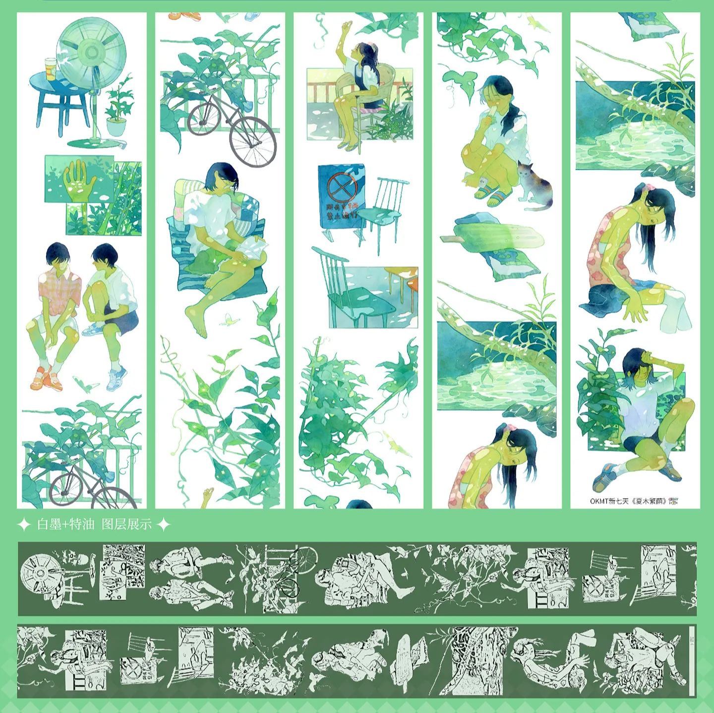 OKMT Floral Figure Multi-Design Shell Pearl Foil PET Washi Tape