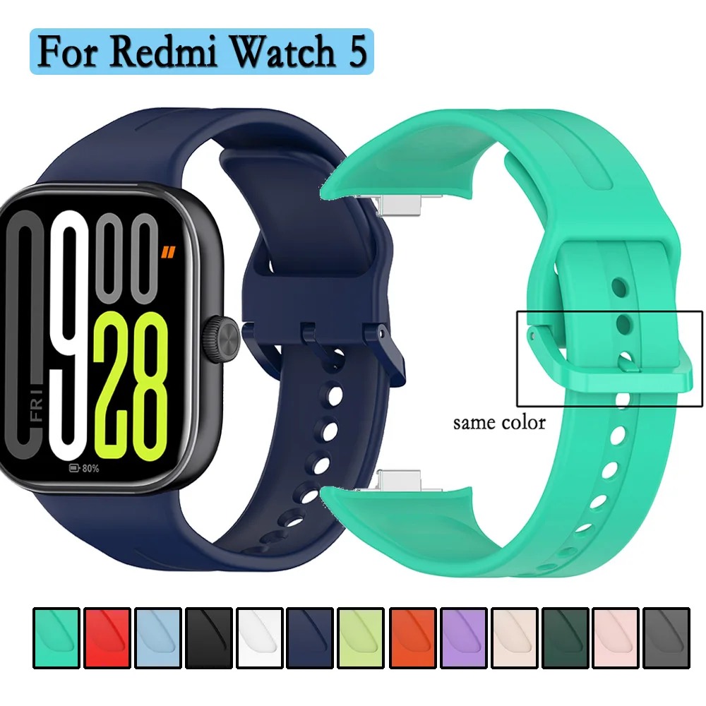 Pulseira de silicone compatível com Redmi Watch 5/Redmi Watch 4, com fivela da mesma cor, feita de silicone durável e macio