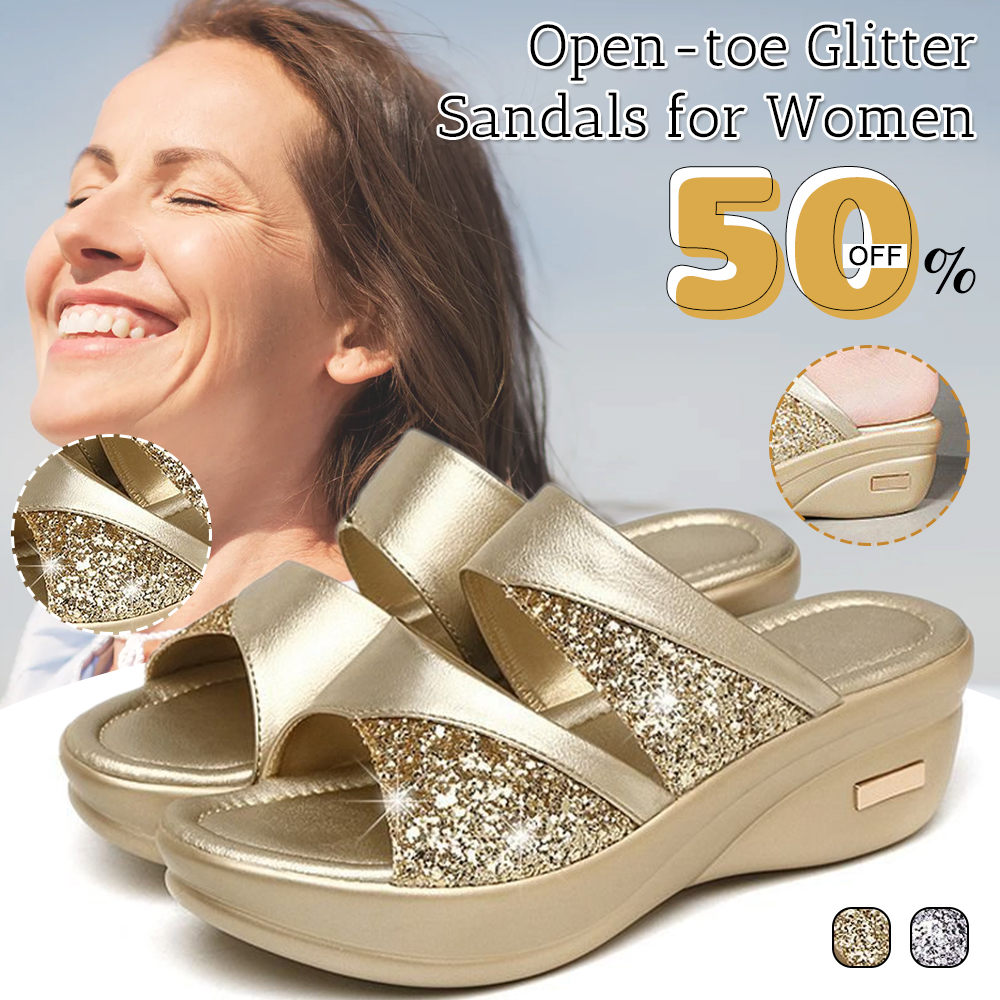 Flygooses Open-toe Glitter Sandals for Women