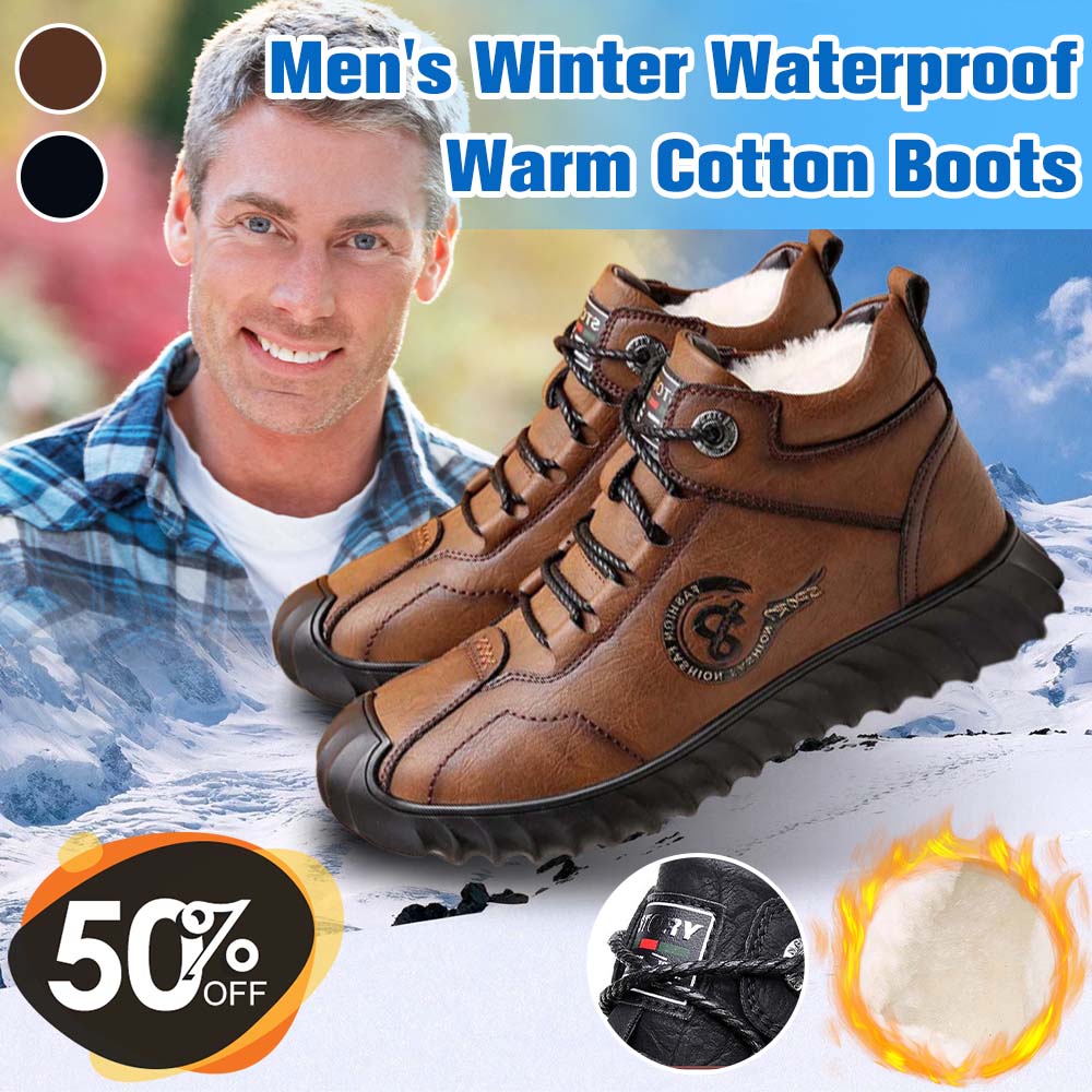 Wearscomfy Men's Winter Waterproof Warm Cotton Boots