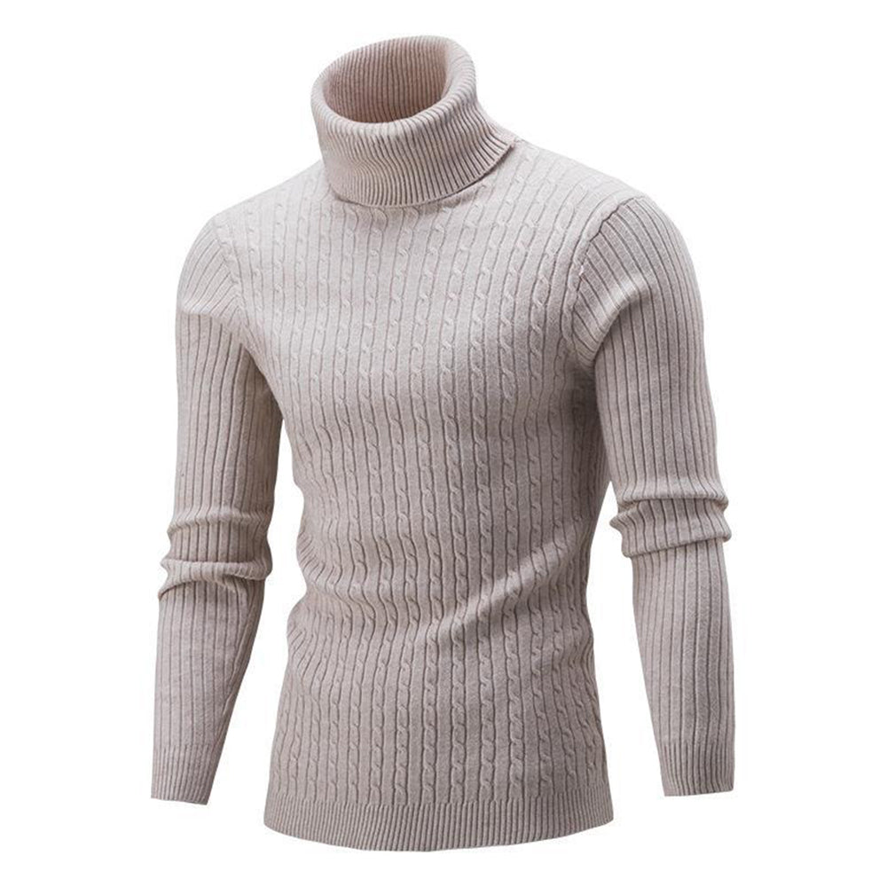 Flygooses Autumn/Winter Men's Turtleneck Solid Color Knitted Sweater