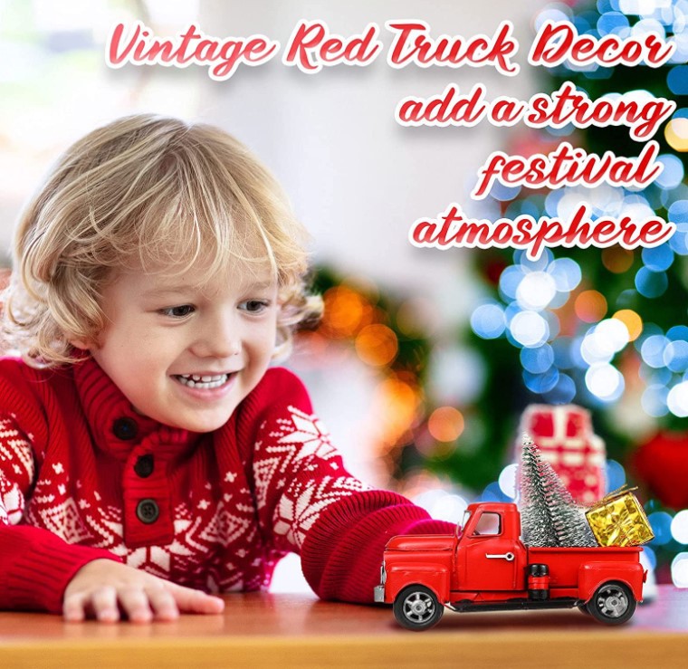 Flygooses🎄50% OFF🚚Red farm Truck Christmas Centerpiece