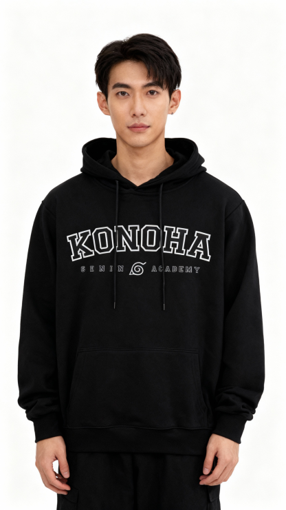 Konoha College Black Hoodie | Naruto