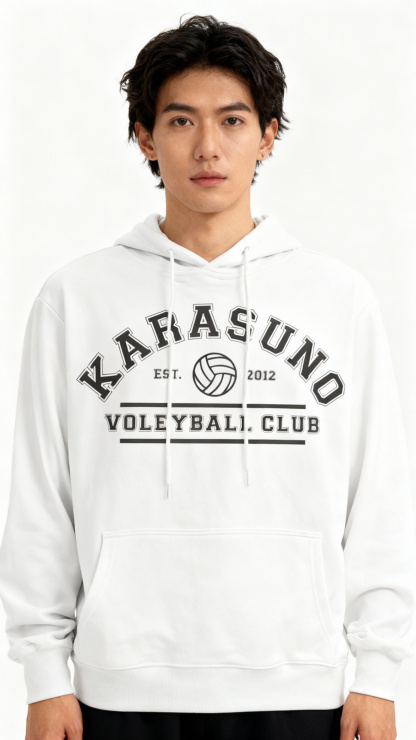 Karasuno College White Hoodie | Haikyuu