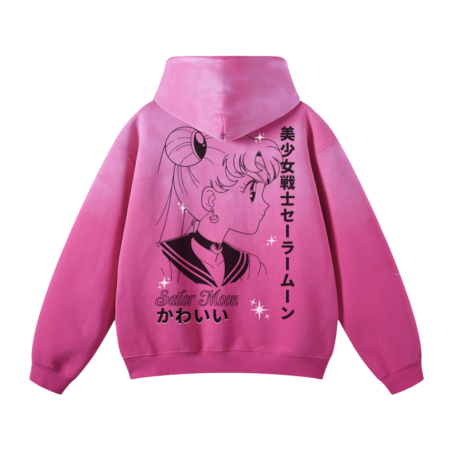 Sailor Moon Pink Washed Hoodie Sailor Moon TheAnimeCollective