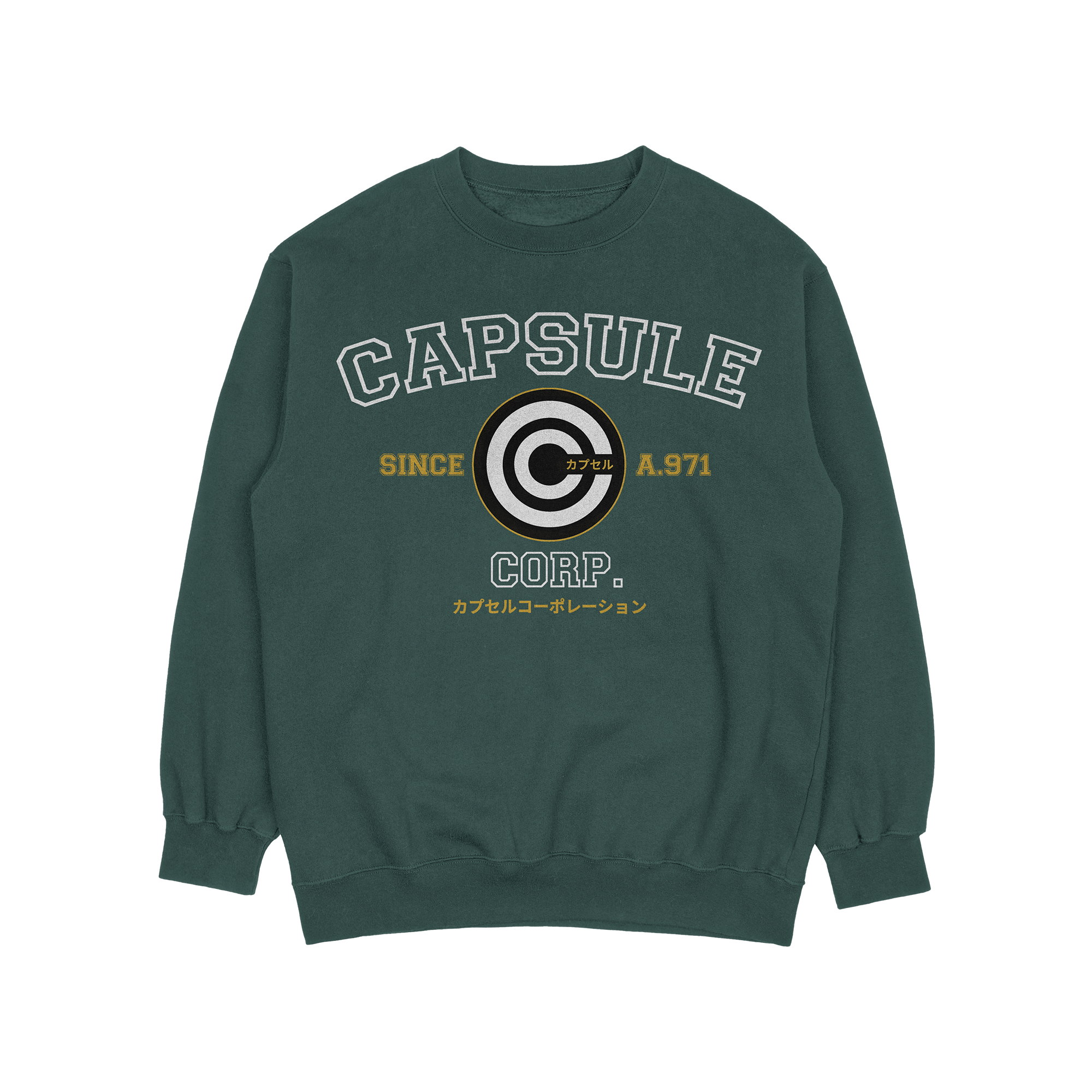 Capsule Corp College Green Sweatshirt Dragon Ball Z TheAnimeCollective