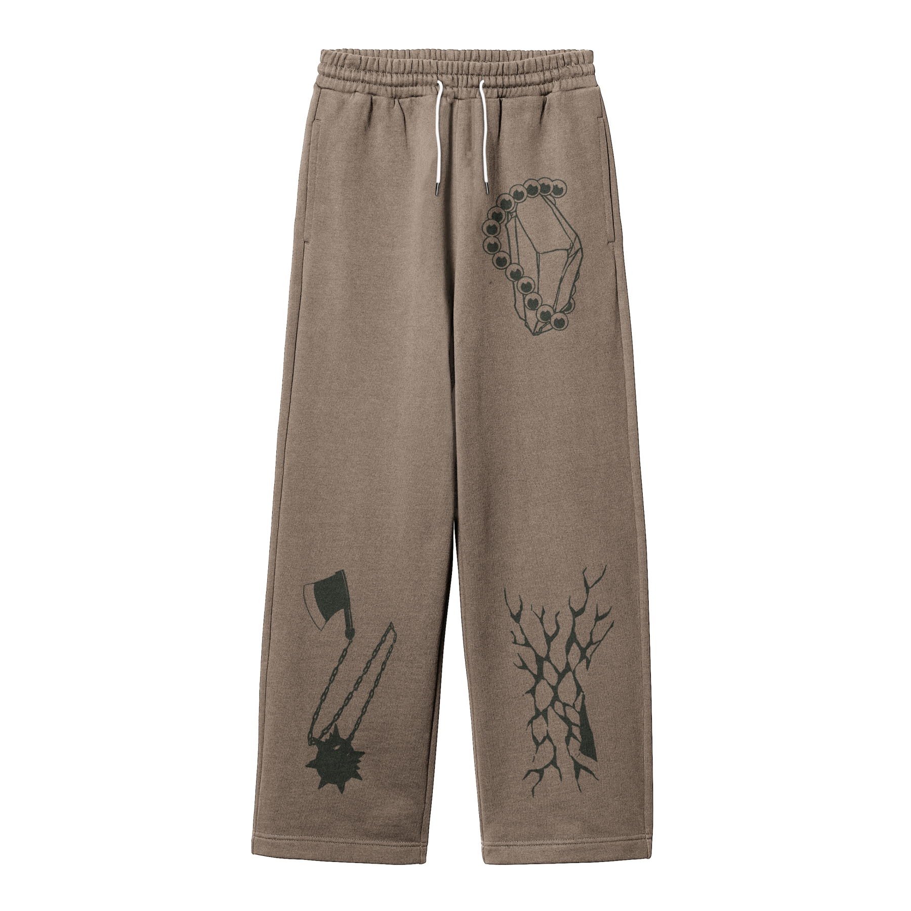 Streetwear Unisex Solid Color Fleece Straight Leg Pants