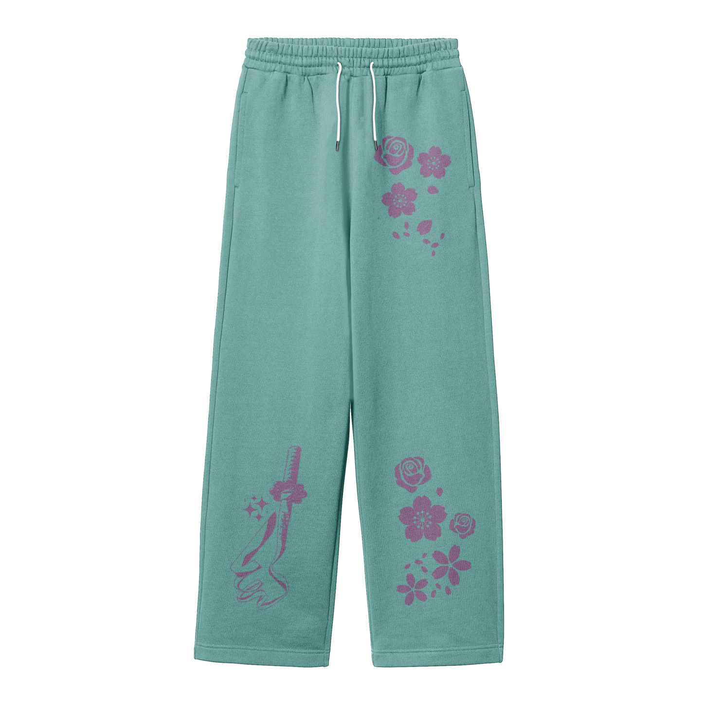 Streetwear Unisex Solid Color Fleece Straight Leg Pants