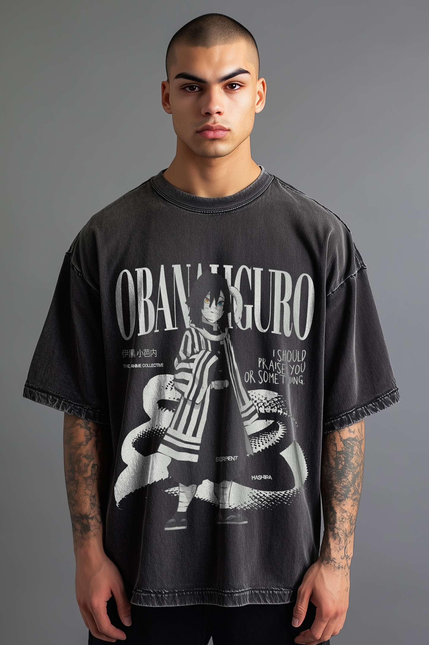 Obanai Iguro Vintage Oversized T-Shirt | Demon Slayer