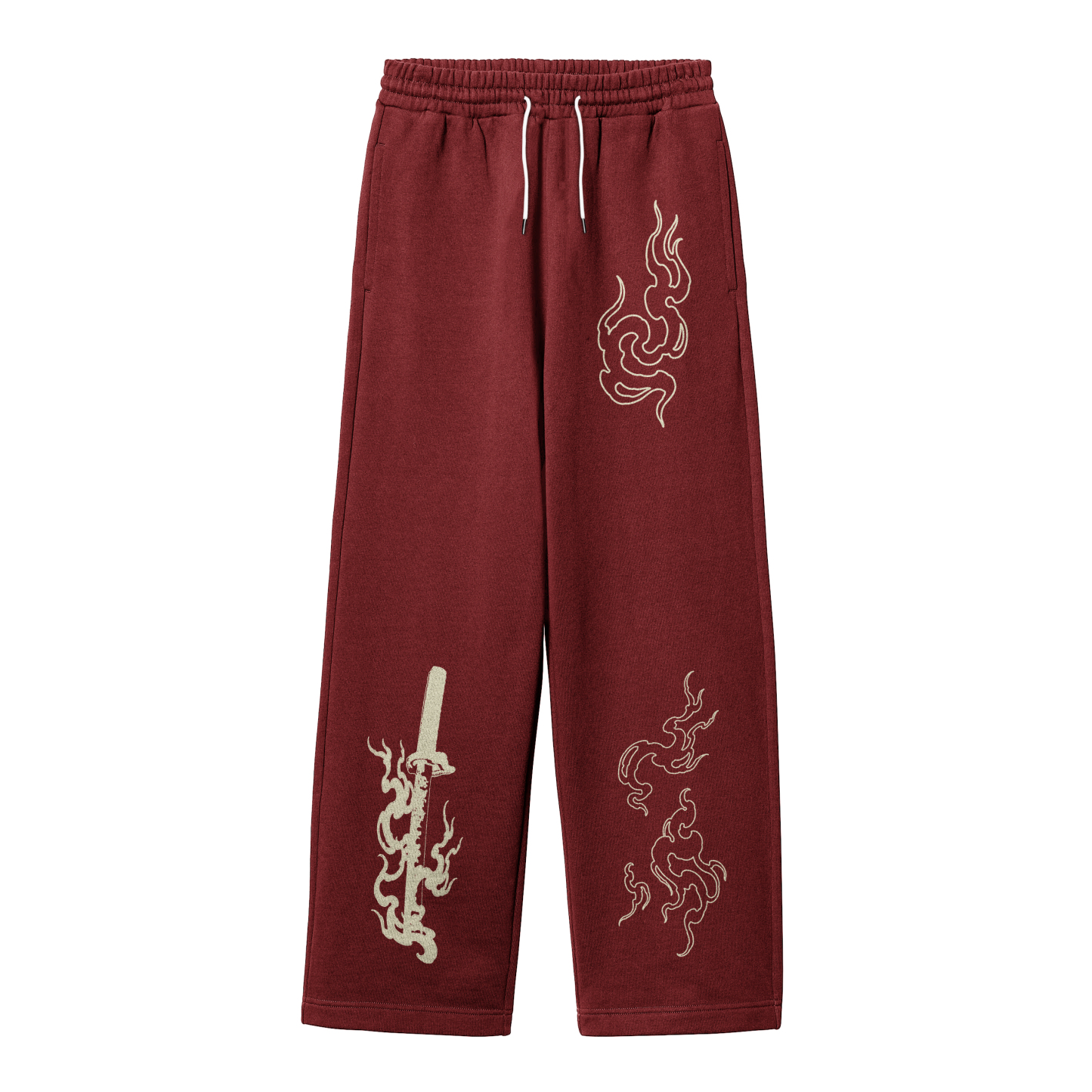 Streetwear Unisex Solid Color Fleece Straight Leg Pants