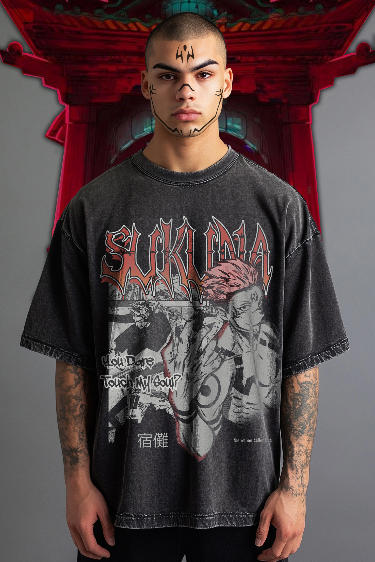 Sukuna Vintage Oversized T-Shirt | Jujutsu Kaisen