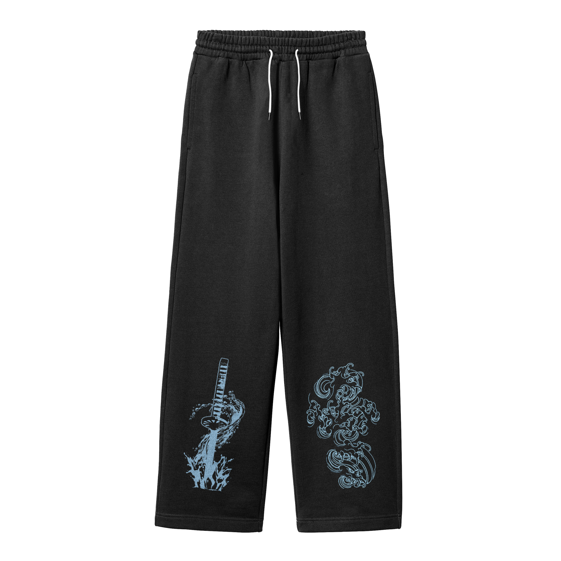 Streetwear Unisex Solid Color Fleece Straight Leg Pants