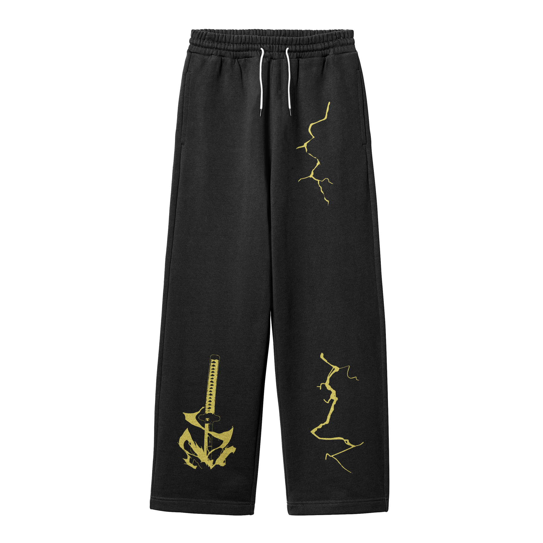 Streetwear Unisex Solid Color Fleece Straight Leg Pants