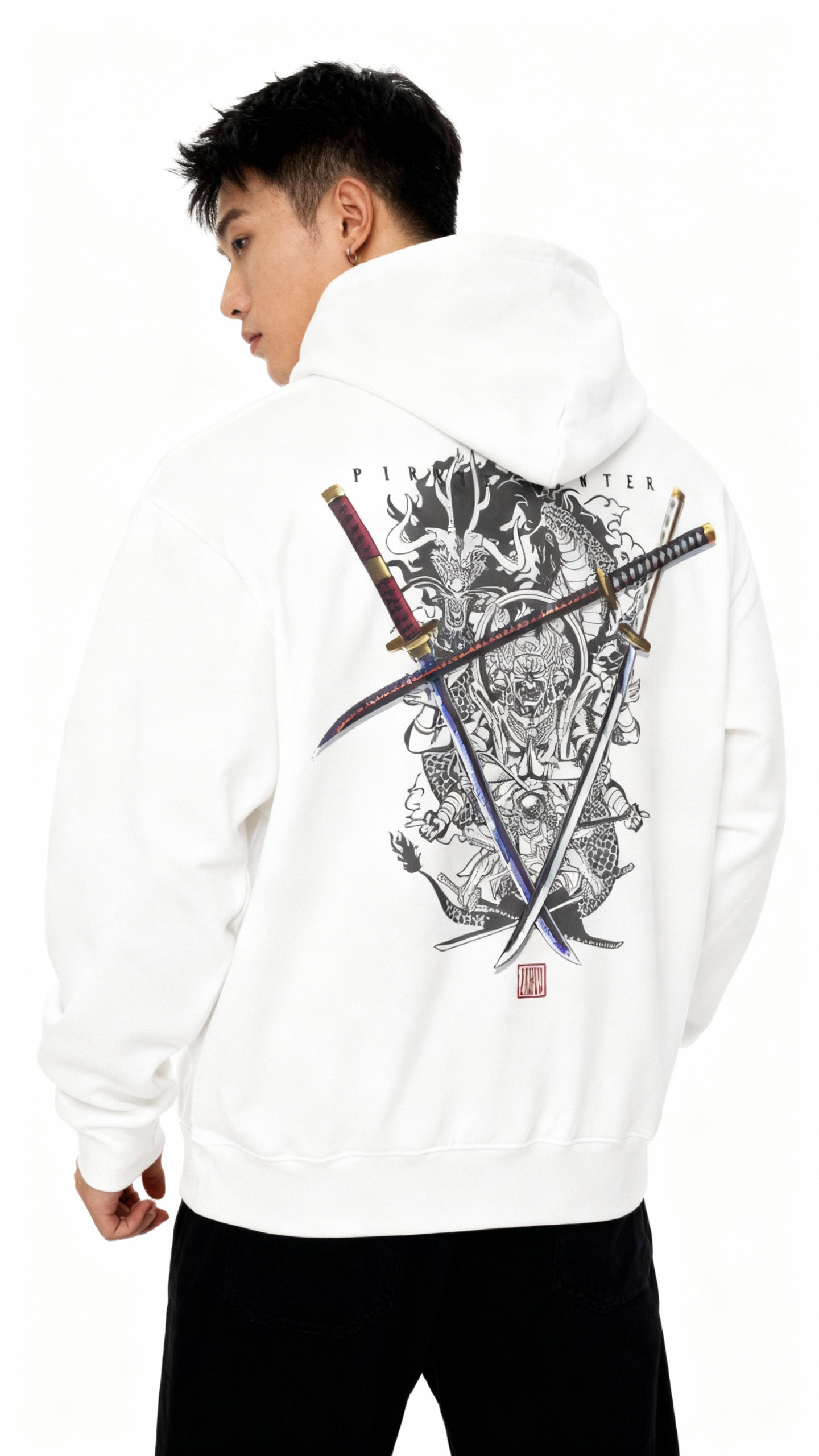 Zoro's Three Katanas Akuma Collection | White Hoodie