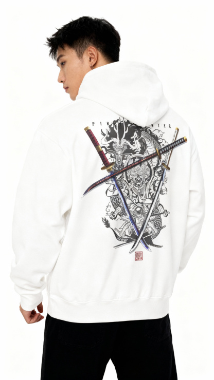 Zoro's Three Katanas Akuma Collection | White Hoodie