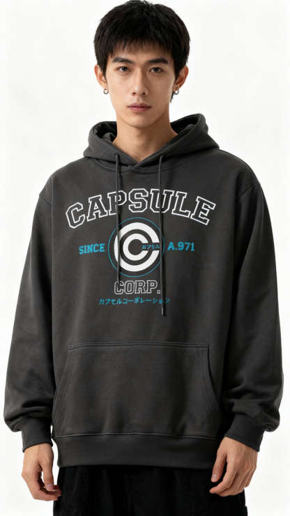 Capsule Corp College Black Hoodie | Dragon Ball Z