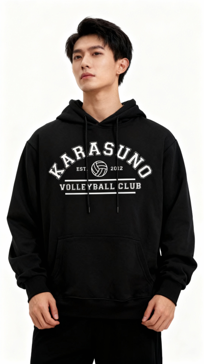 Karasuno College Black Hoodie | Haikyuu
