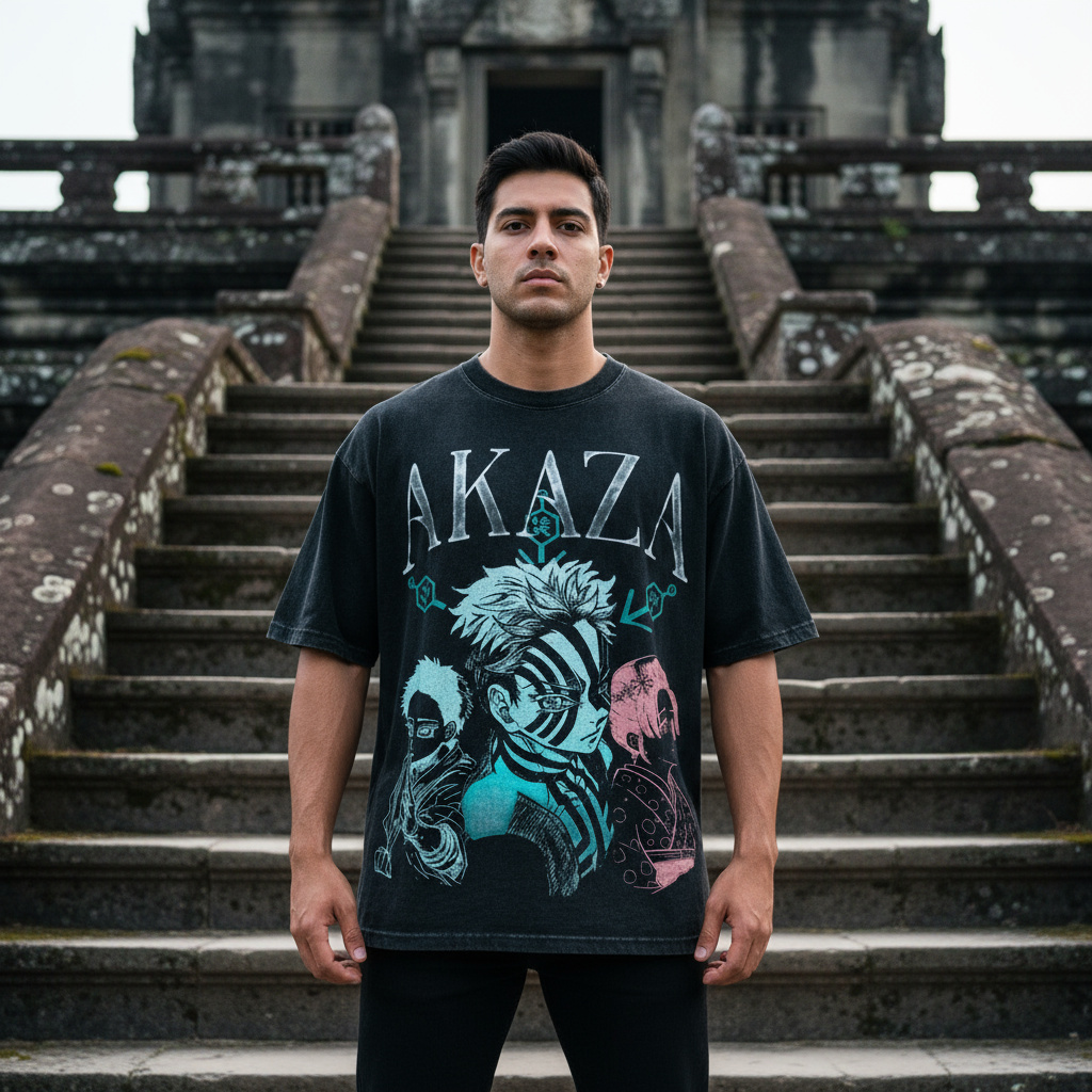 Akaza Oversized Vintage T-Shirt | Demon Slayer