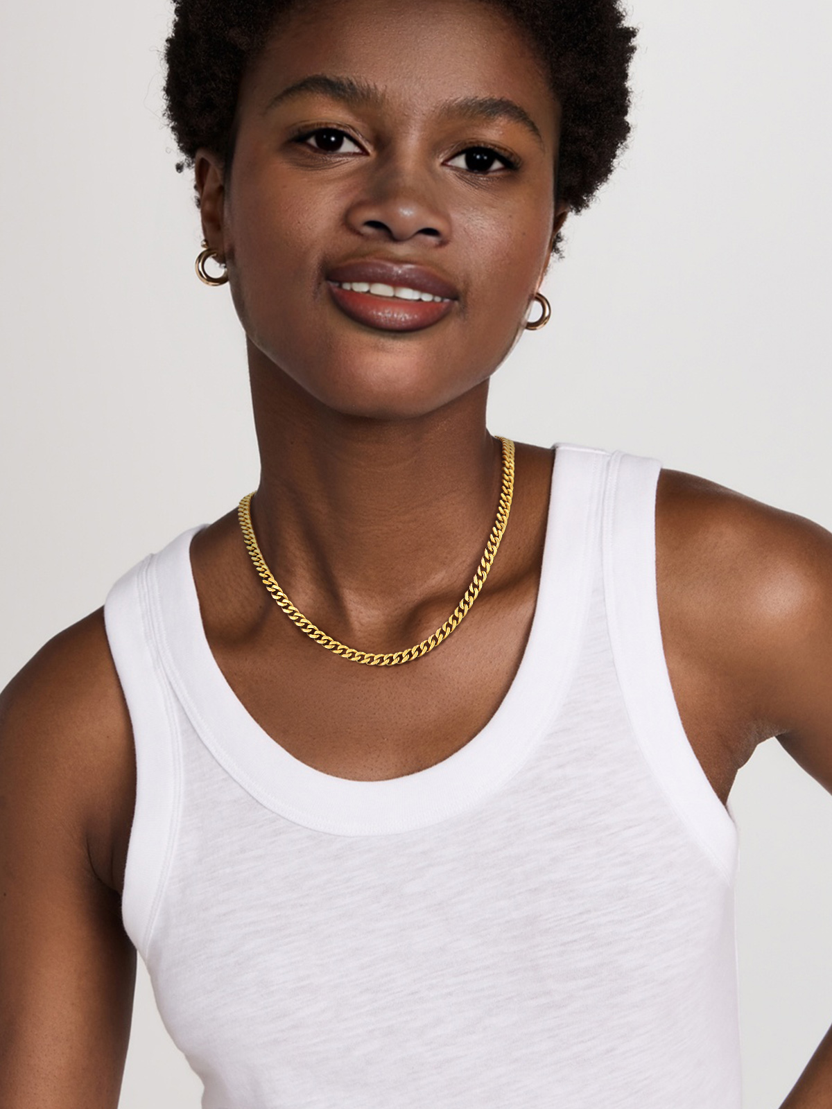 Gold Plated Chain for Mens Necklaces Stainless Steel Hip Hop Chunky Cuban Link Gifts for Dad Father's Day Birthday