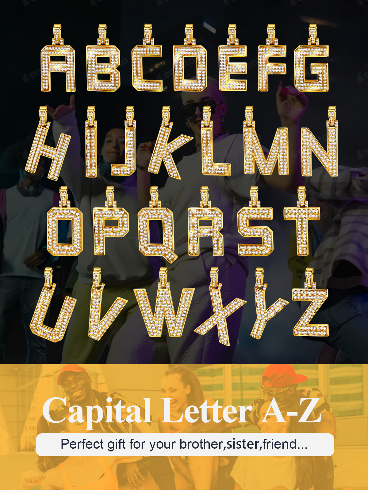 Big Initial Necklace for Women Gold Plated Letter Pendants Jewelry Gifts for Men Son Birthday