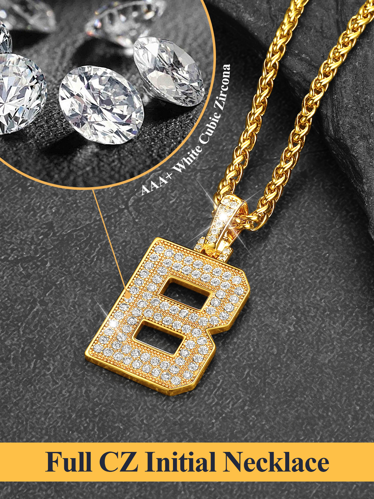 Big Initial Necklace for Women Gold Plated Letter Pendants Jewelry Gifts for Men Son Birthday