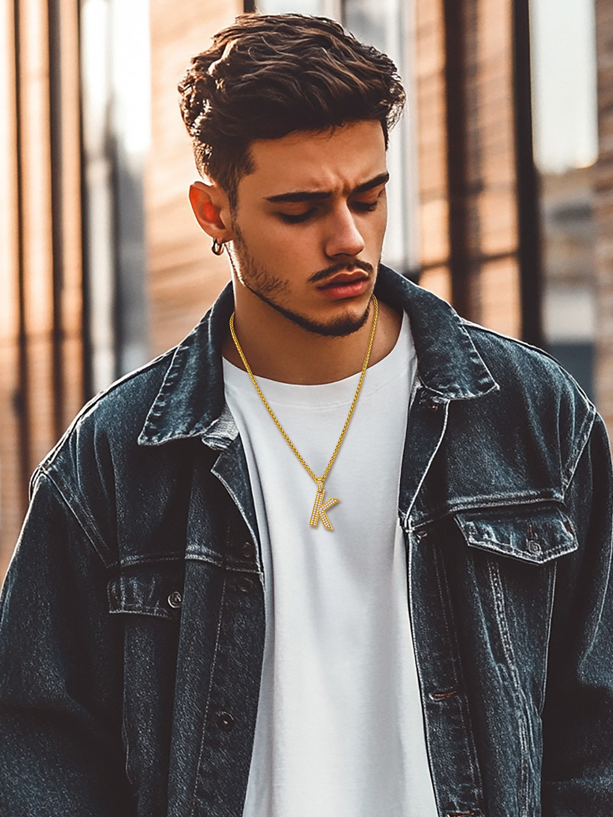 Big Initial Necklace for Women Gold Plated Letter Pendants Jewelry Gifts for Men Son Birthday