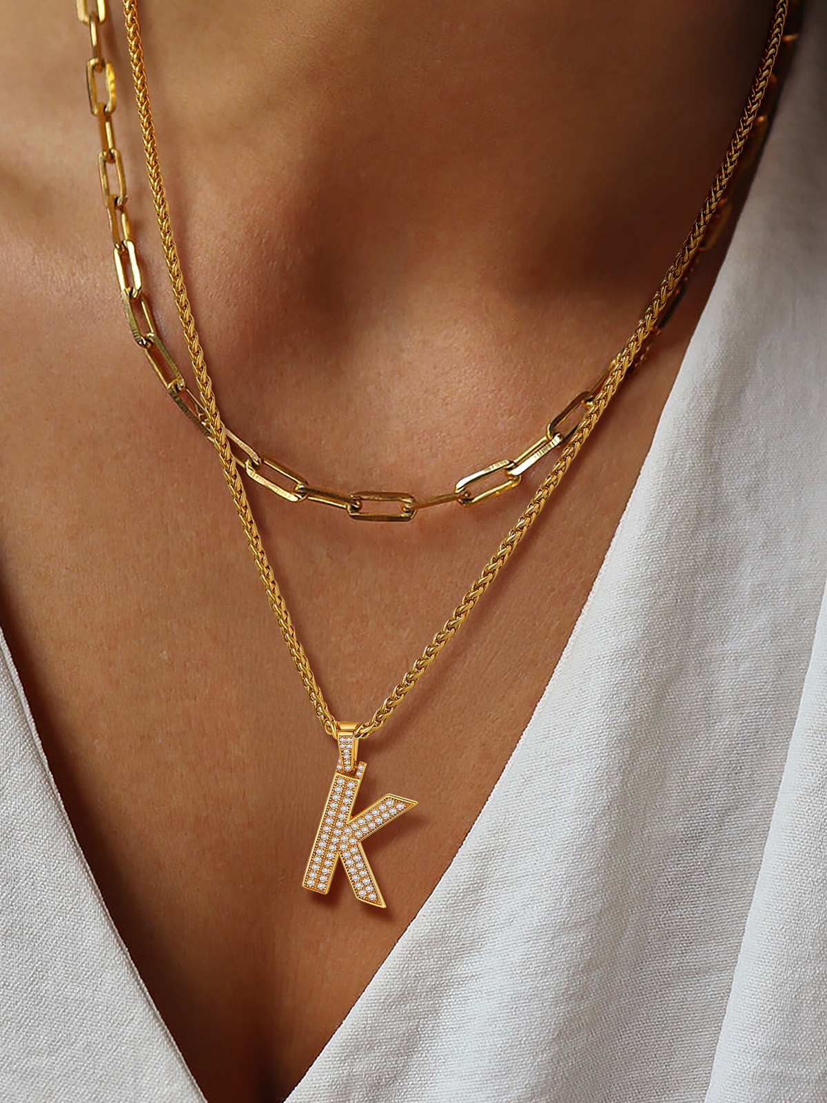 Big Initial Necklace for Women Gold Plated Letter Pendants Jewelry Gifts for Men Son Birthday