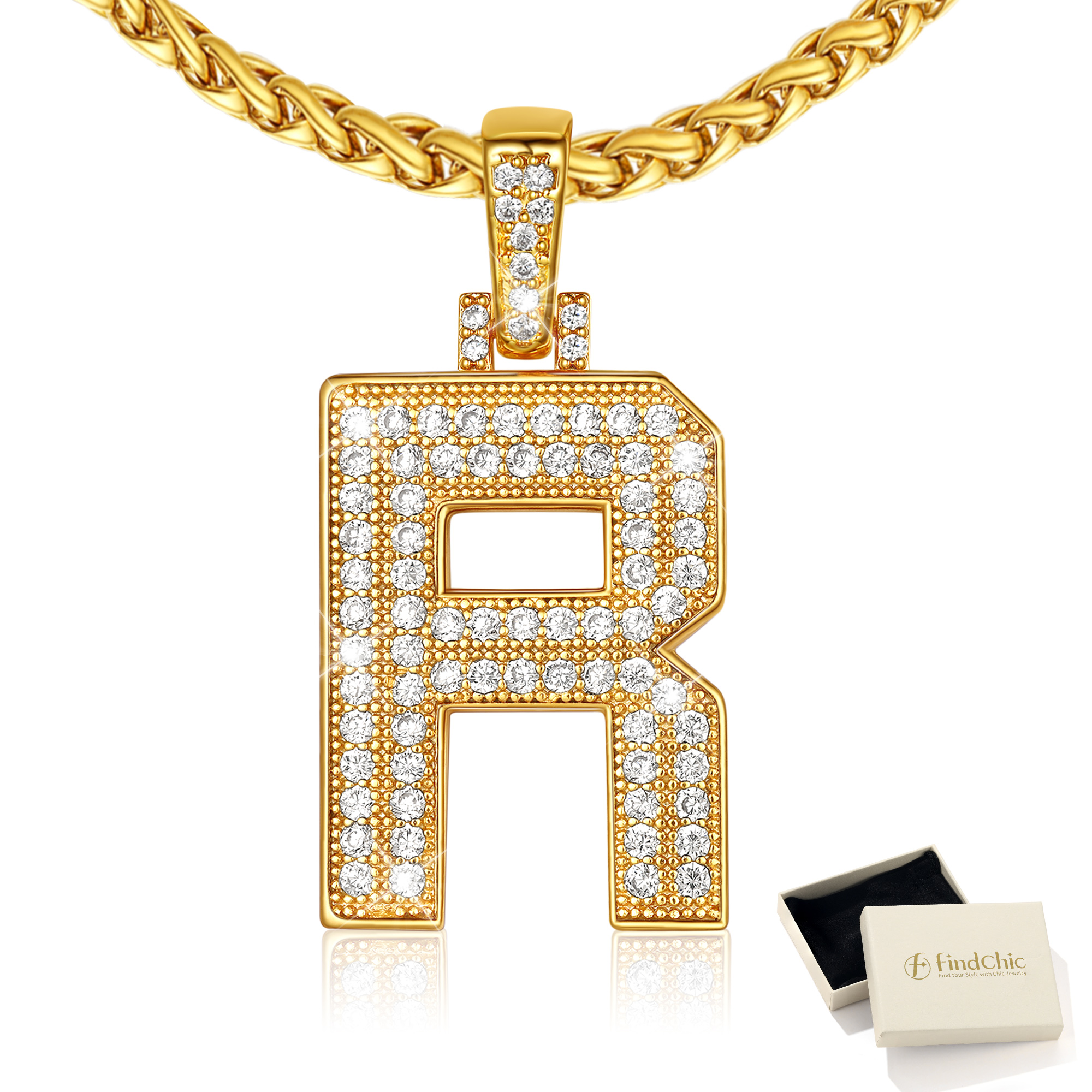 Big Initial Necklace for Women Gold Plated Letter Pendants Jewelry Gifts for Men Son Birthday