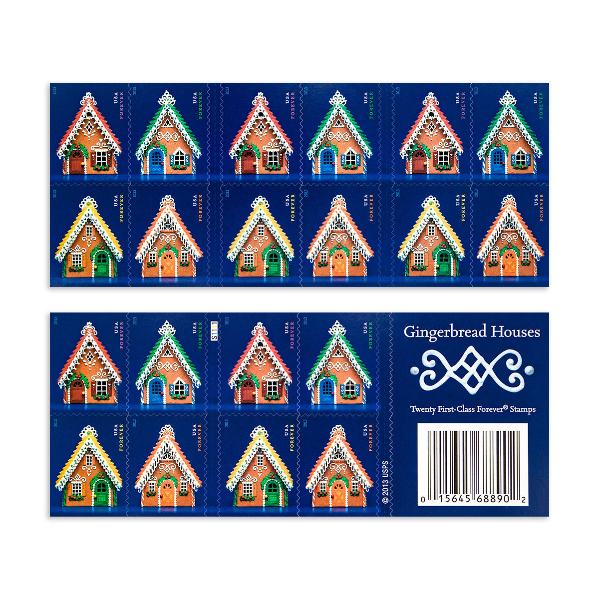 2013 Contemporary Christmas: Gingerbread Houses Forever First Class Postage Stamps