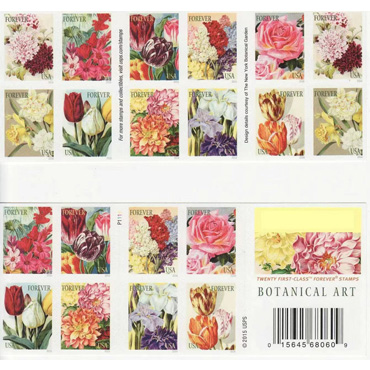 2016 Botanical Art Forever First Class Postage Stamps