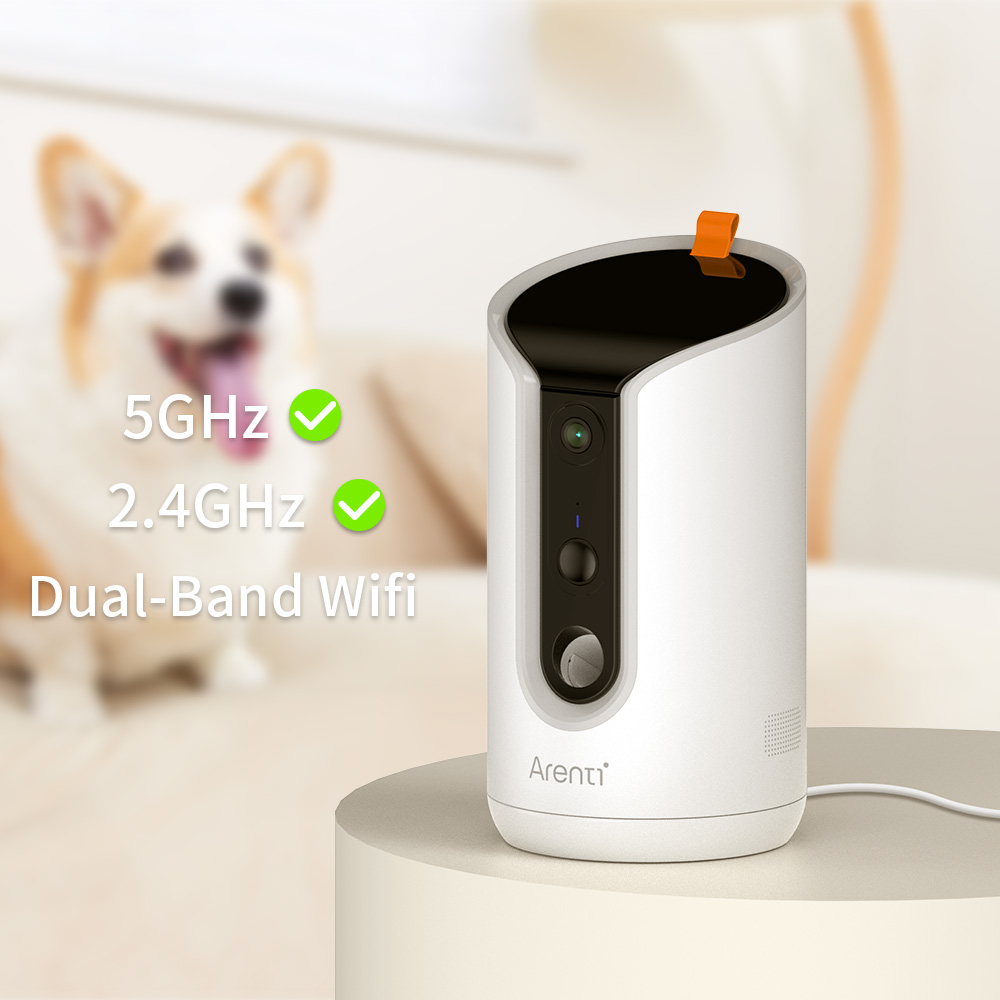 Smart Treat Dispenser with 2-Way Camera for Dogs Cats, 2.4Ghz & 5Ghz WiFi,  1080P Camera, Live Video, Auto Night Vision, 2-Way Audio, Compatible with