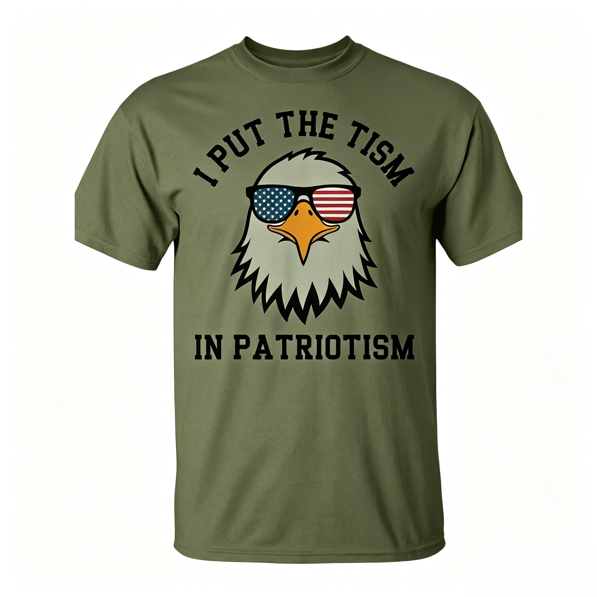 I Put The Tism In Patriotism Bald Eagle USA Flag Sunglasses T-Shirt