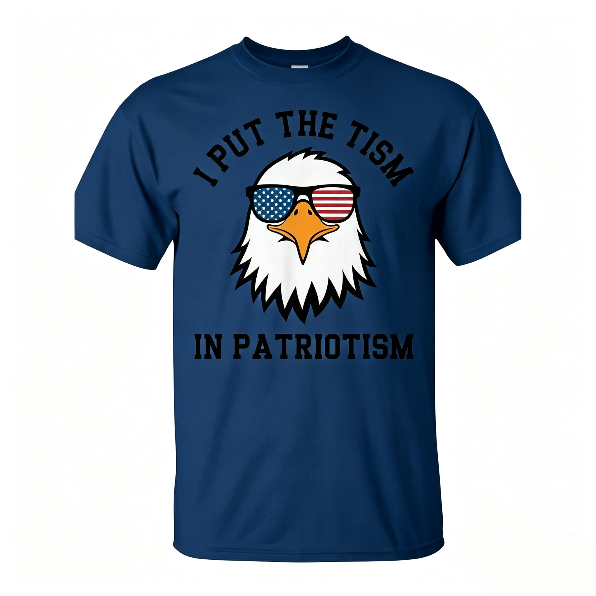 I Put The Tism In Patriotism Bald Eagle USA Flag Sunglasses T-Shirt