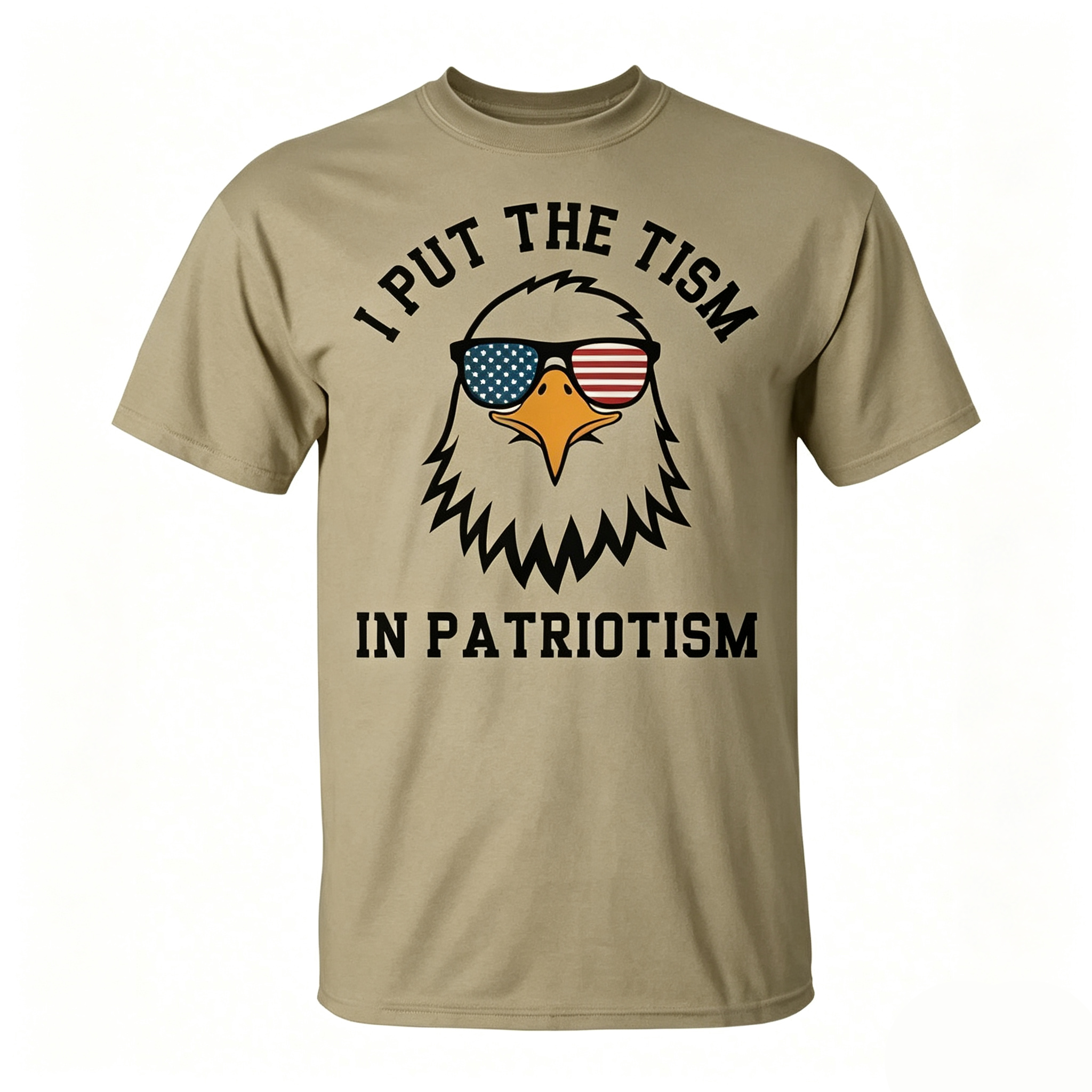 I Put The Tism In Patriotism Bald Eagle USA Flag Sunglasses T-Shirt