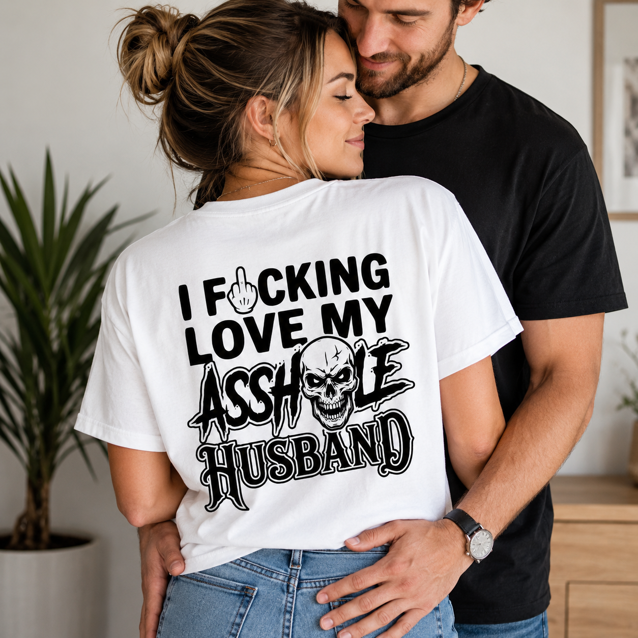 I F*cking Love My Assh*le Husband Skull Print Women's T-Shirt