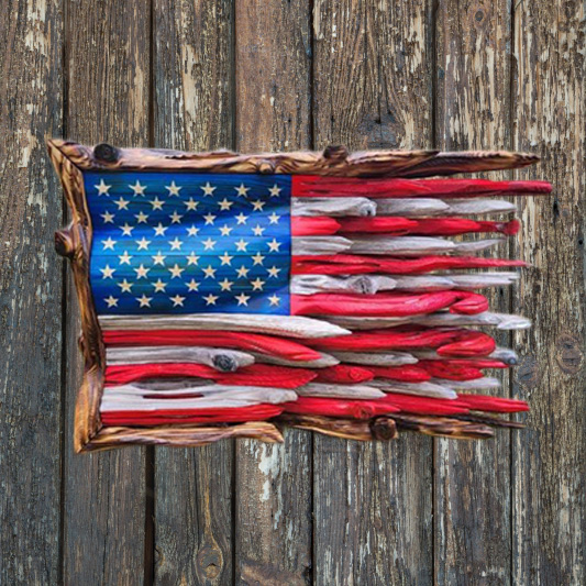 Handmade Honor US Flag With Cypress Trim