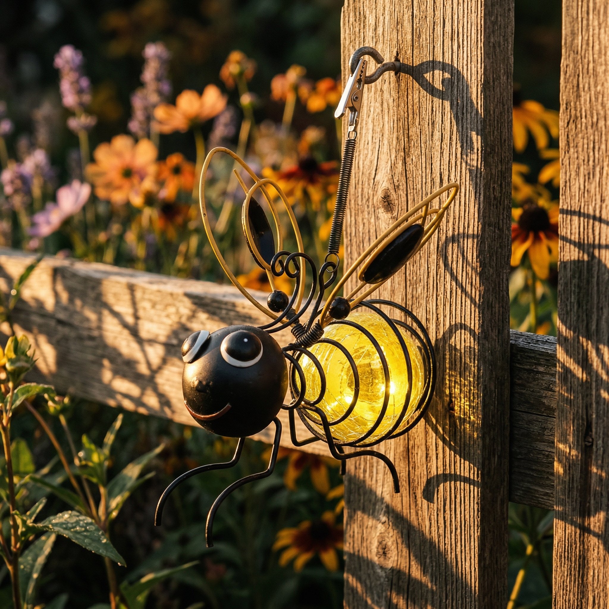 🐝Solar Bee Lanterns for Outdoors – 2-in-1 Hanging Crackle Glass Garden Lights, Waterproof Yard Decor